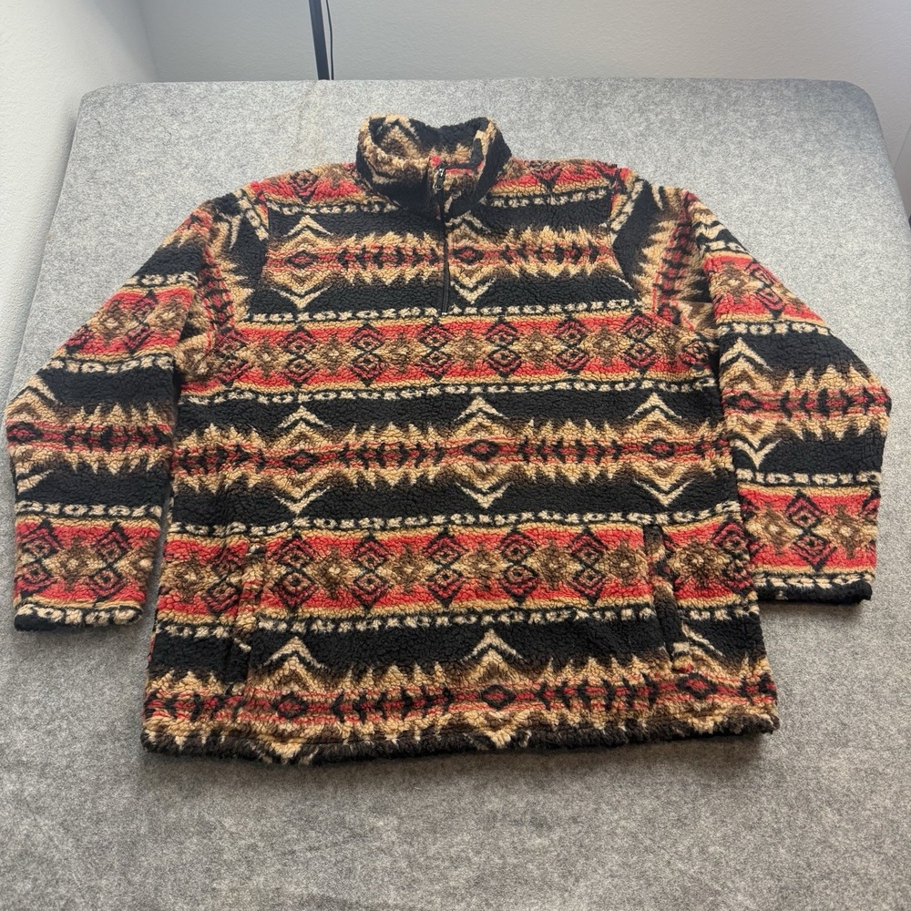 Wrangler 1/4 Zip Pullover Fleece Jacket Mens XL Aztec Southwestern Geometric